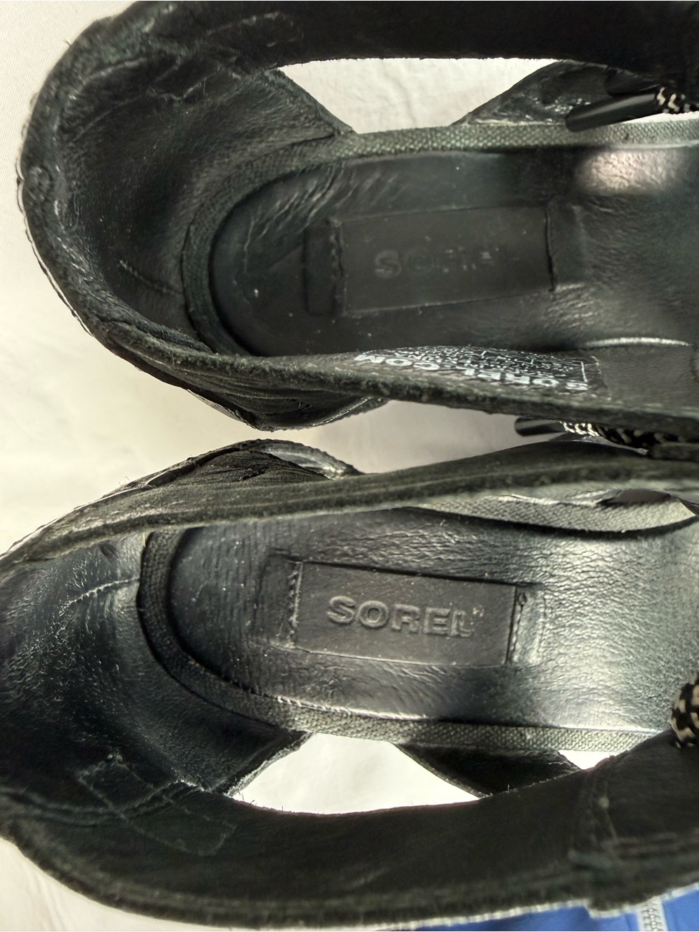 Sorel Joanie II Black Leather Lace Up Wedge Sandals Size 6 - Picture 9 of 15